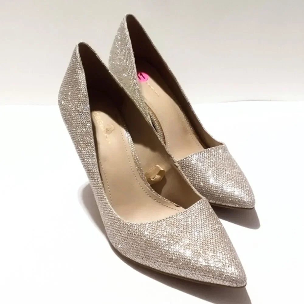 BCBGeneration Gold Glitter Pointed Toe High Heel Shoes Size 11M
